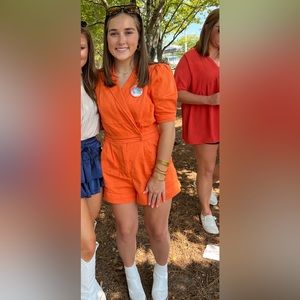 Orange Jean romper. Worn once!